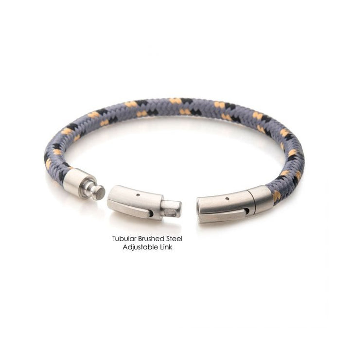 INOX Jewelry 6mm Grey, Black & Beige Nylon Cord Bracelet