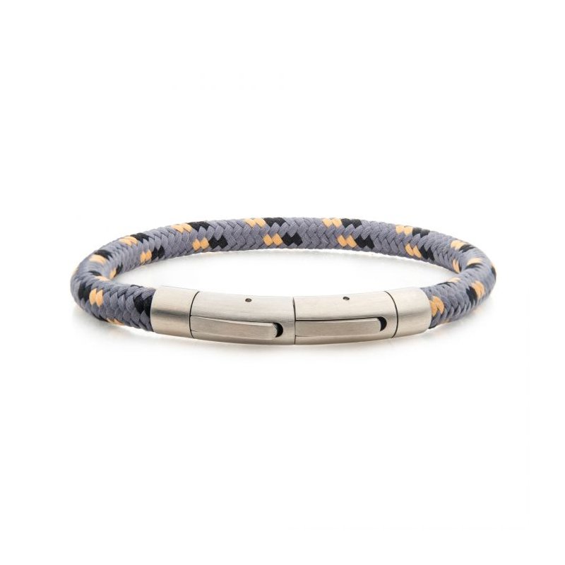 INOX Jewelry 6mm Grey, Black & Beige Nylon Cord Bracelet