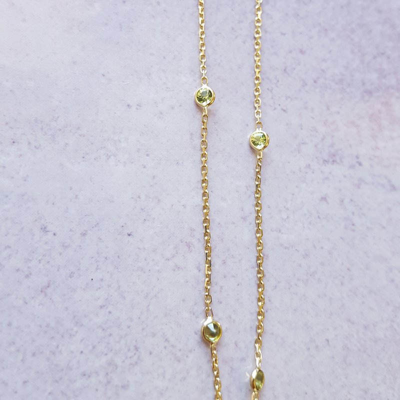 Arizona Peridot Gold Jewelry Stationed Adjustable Peridot Necklace