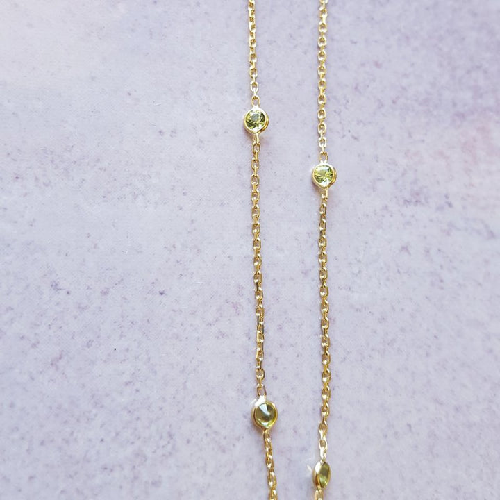 Arizona Peridot Gold Jewelry Stationed Adjustable Peridot Necklace