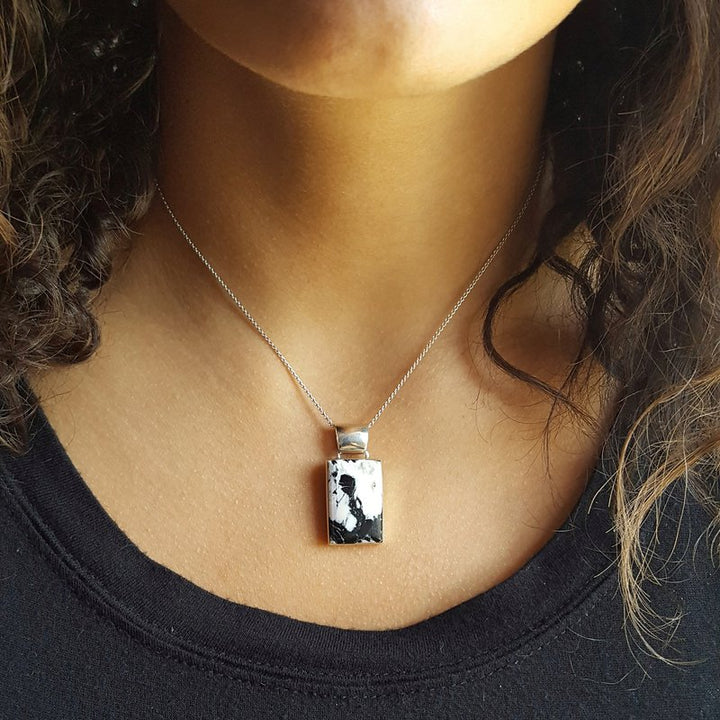 Arizona Turquoise and Inlaid Jewelry Rectangle Cut White Buffalo Pendant