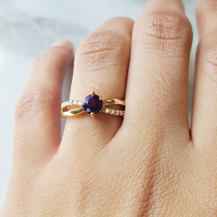 Arizona Amethyst Gold Jewelry Petite Open Band Ring