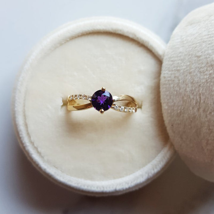 Arizona Amethyst Gold Jewelry Petite Open Band Ring