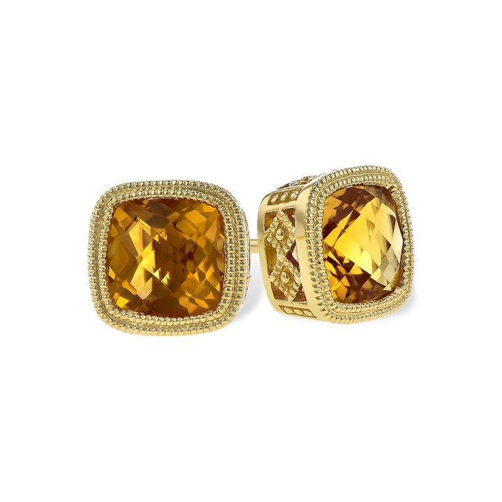 Allison Kaufman Engraved Bezel Citrine Studs