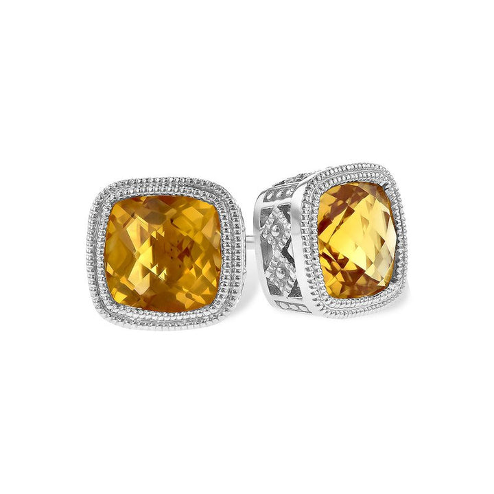 Allison Kaufman Engraved Bezel Citrine Studs