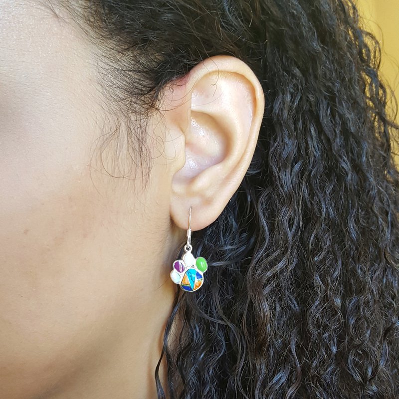 Arizona Turquoise and Inlaid Jewelry Multicolor Pawprint Earrings