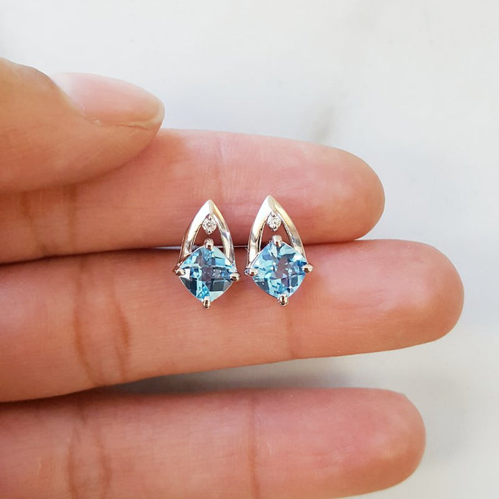 Sami Fine Jewelry Open Blue Topaz Studs