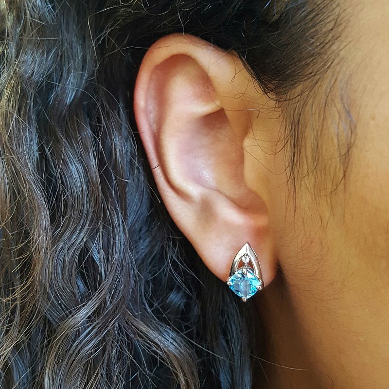 Sami Fine Jewelry Open Blue Topaz Studs