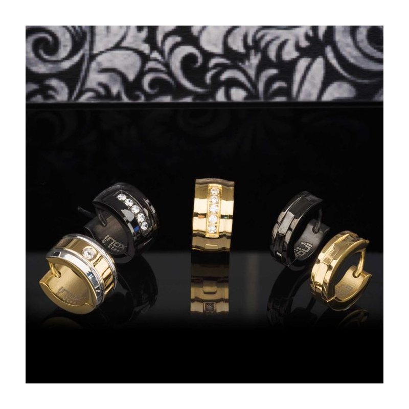 INOX Jewelry Stainless Steel Black IP Huggies Earrings