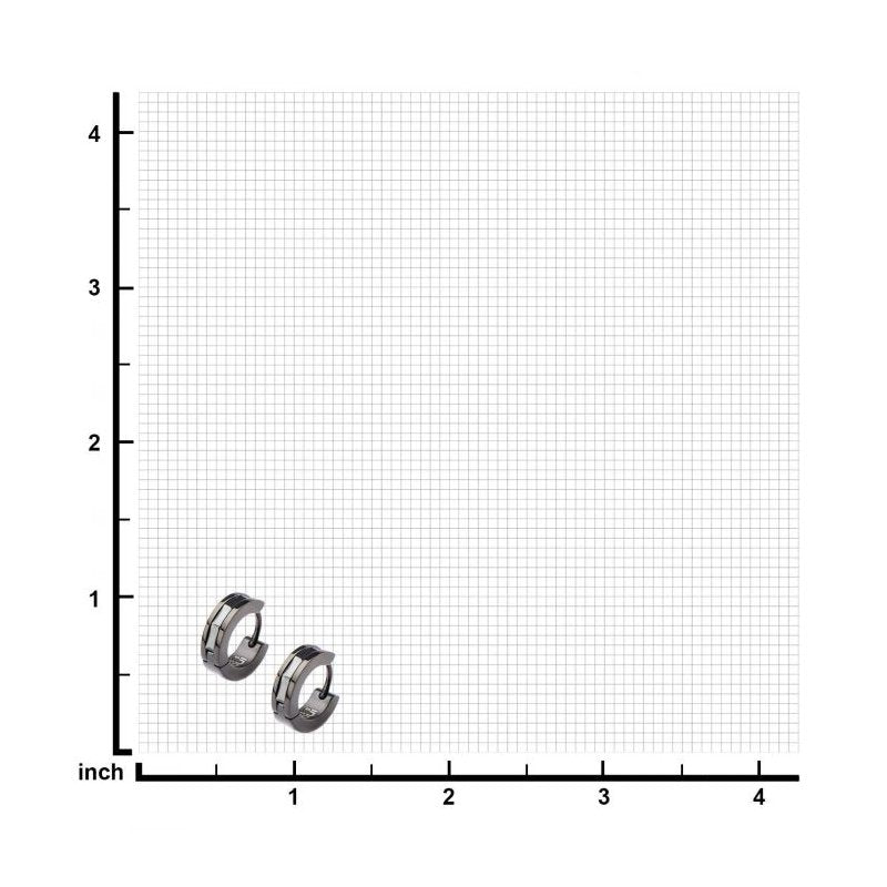 INOX Jewelry Stainless Steel Black IP Huggies Earrings