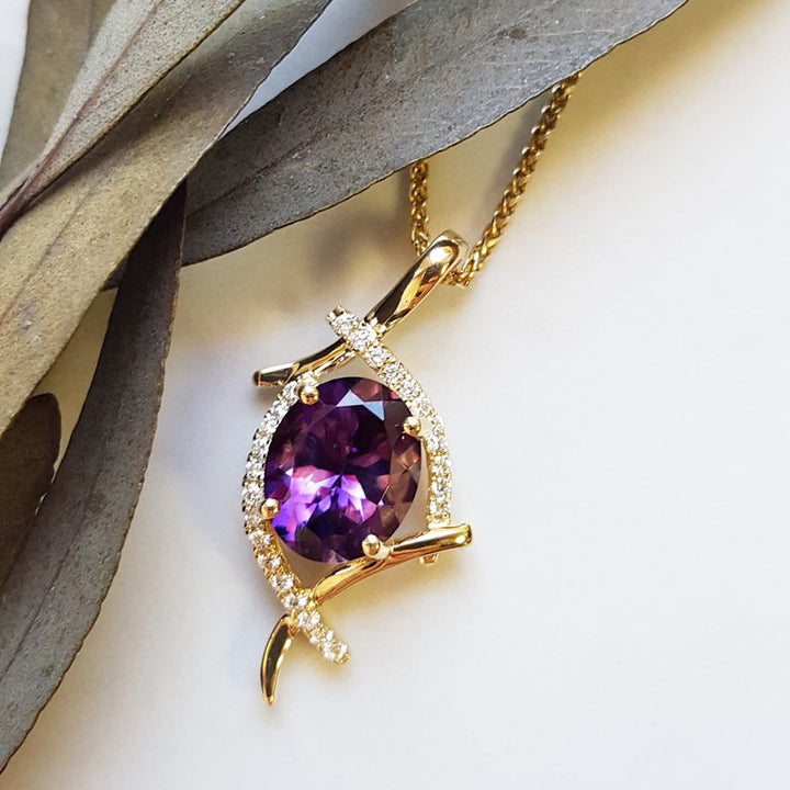 Arizona Amethyst Gold Jewelry Amethyst Criss-Cross Pendant