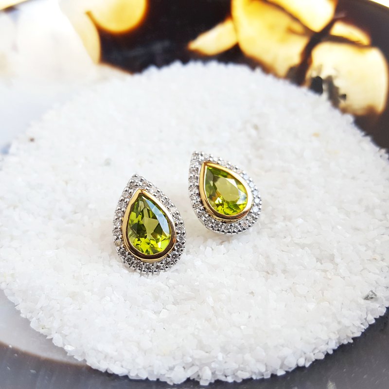 Arizona Peridot Gold Jewelry Pear Halo Earrings