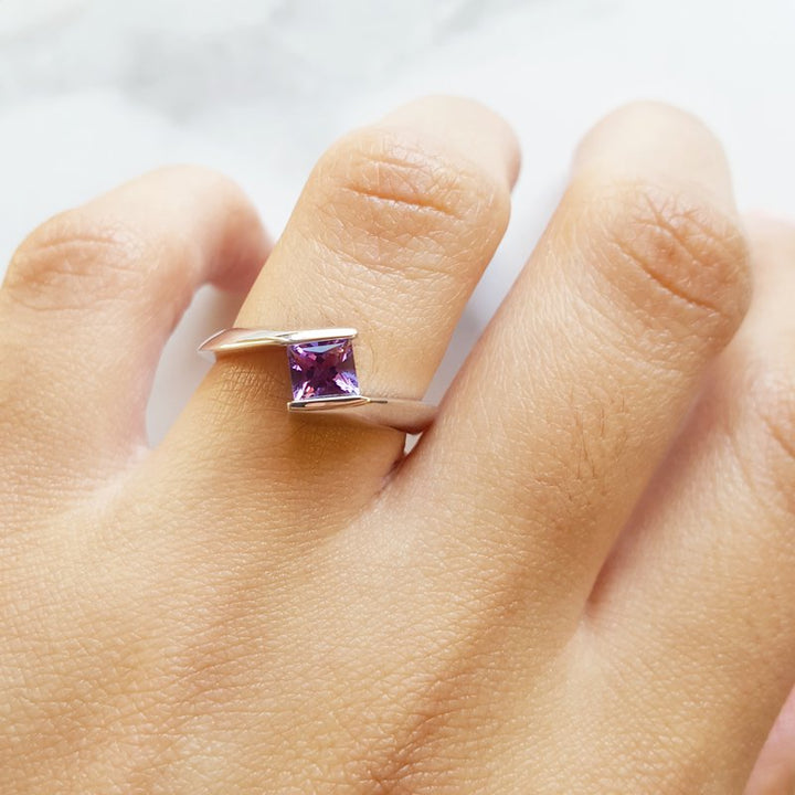 Arizona Amethyst Silver Jewelry Twisted Band Ring
