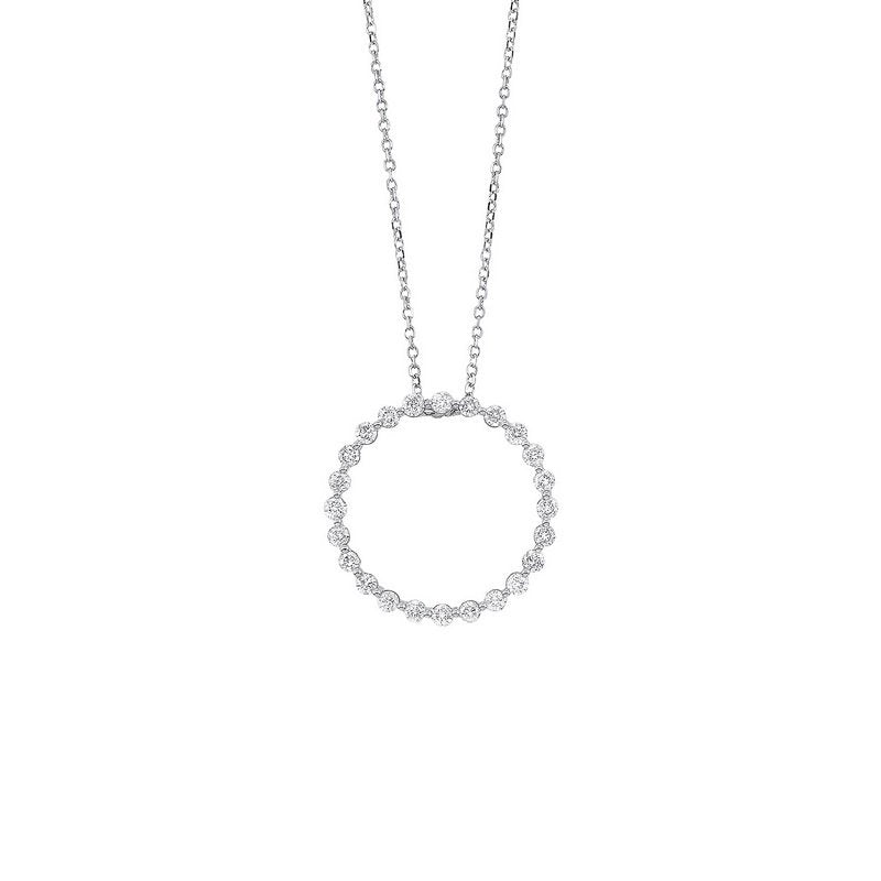 Gems One Diamond Eternity Circle Floating Pendant Necklace In 14k White Gold (1/2ctw)