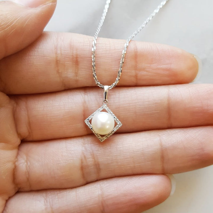 Sami Fine Jewelry Pearl and Diamond Frame Pendant 230690