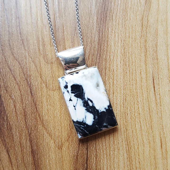 Arizona Turquoise and Inlaid Jewelry Rectangle Cut White Buffalo Pendant 2412691