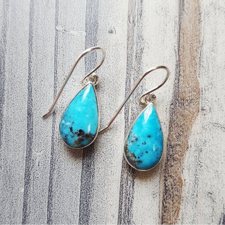 Arizona Turquoise and Inlaid Jewelry Mini Pear Kingman Turquoise Earrings 2412658