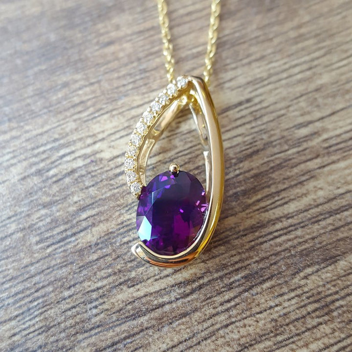   Arizona Amethyst Gold Jewelry Teardrop Pendant  363207 - Sami Fine Jewelry