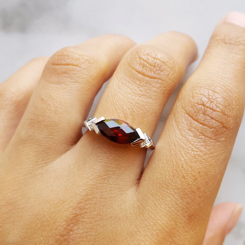 Sami Fine Jewelry Garnet East-West Ring