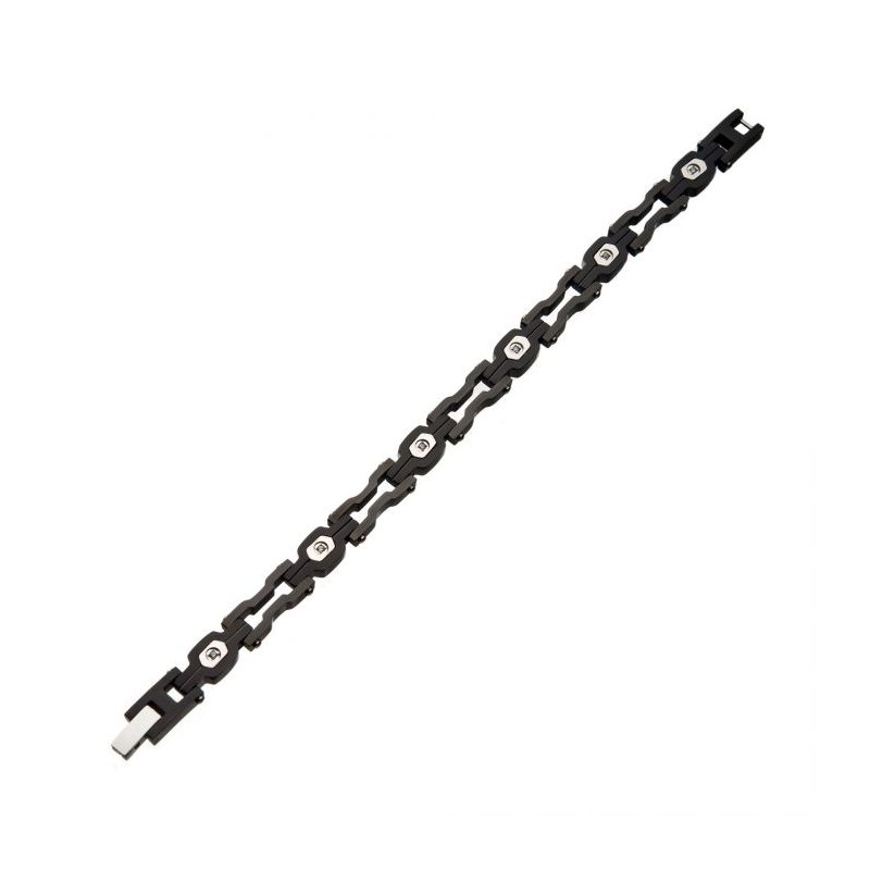 INOX Jewelry Steel Black IP with Black CZ Bracelet