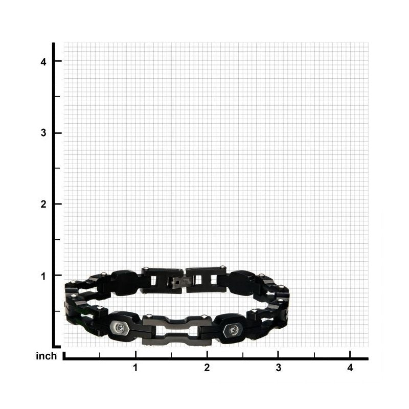 INOX Jewelry Steel Black IP with Black CZ Bracelet