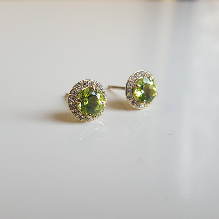 Sami Fine Jewelry Peridot Halo Studs 161350