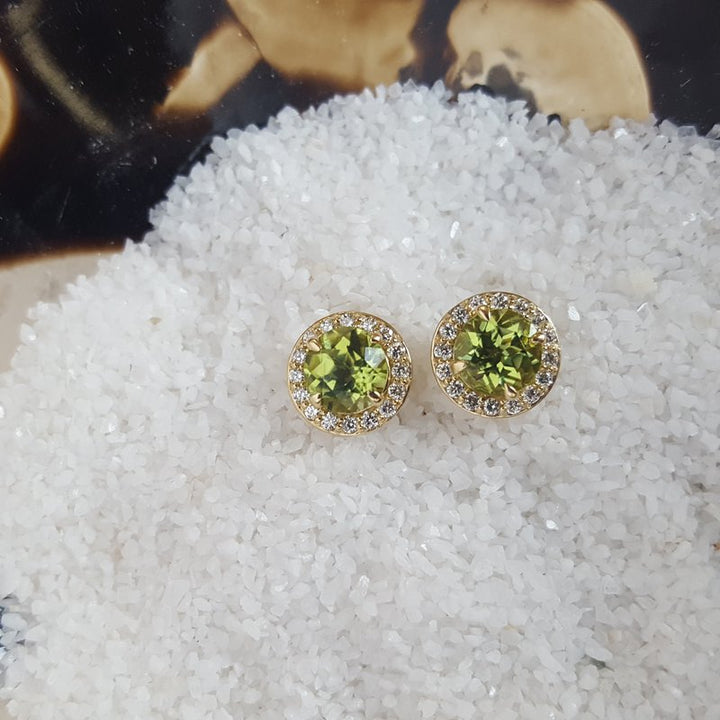 Sami Fine Jewelry Peridot Halo Studs