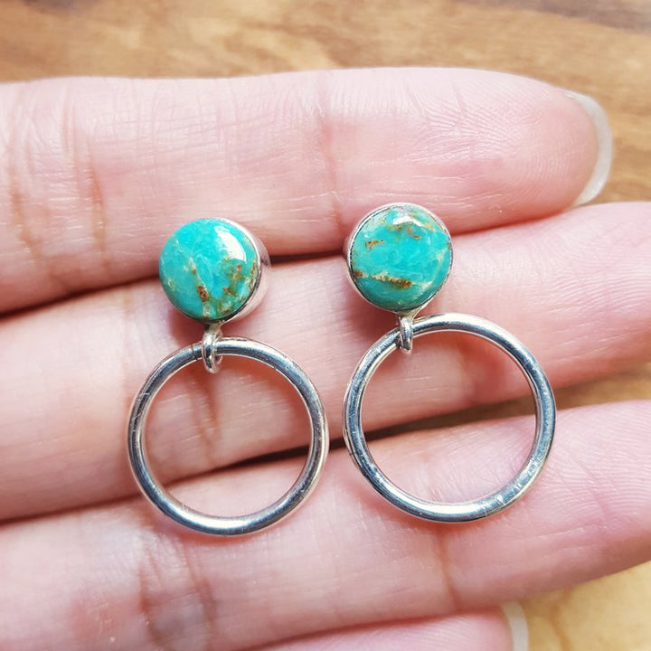 Arizona Turquoise and Inlaid Jewelry Stud and Hoops Vintage Kingman Earrings