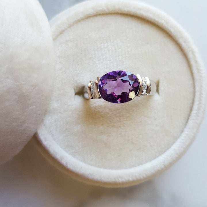  Arizona Amethyst Gold Jewelry Partial Bezel Ring 363140