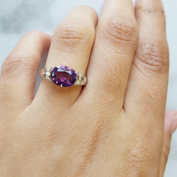Amethyst Partial Bezel Ring