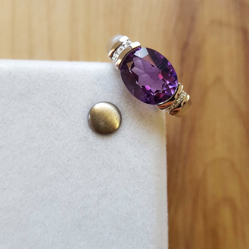 Amethyst Partial Bezel Ring