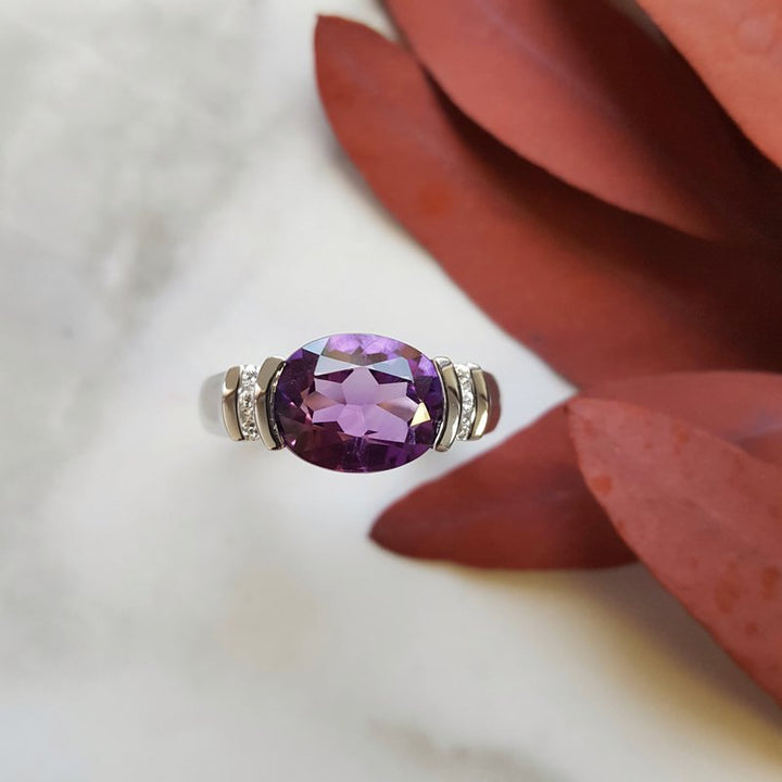 Amethyst Partial Bezel Ring