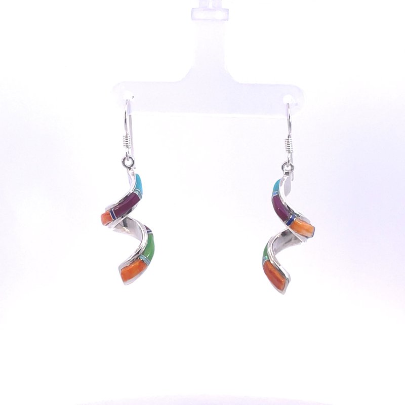 Arizona Turquoise and Inlaid Jewelry Multicolored Spiral Earrings