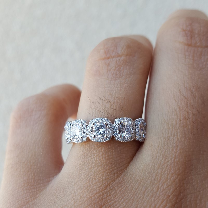  Sami Fine Jewelry 5 Stone Halo Band 010626 - Sami Fine Jewelry