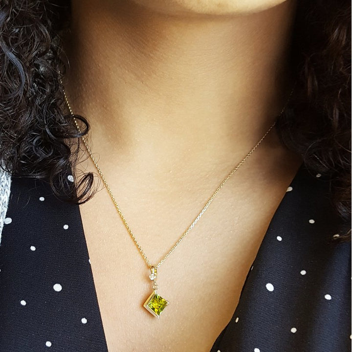 Arizona Peridot Gold Jewelry Princess Drop Pendant