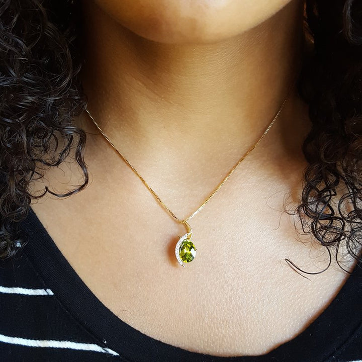14KY Arizona Peridot Gold Jewelry Swirl Peridot Pendant