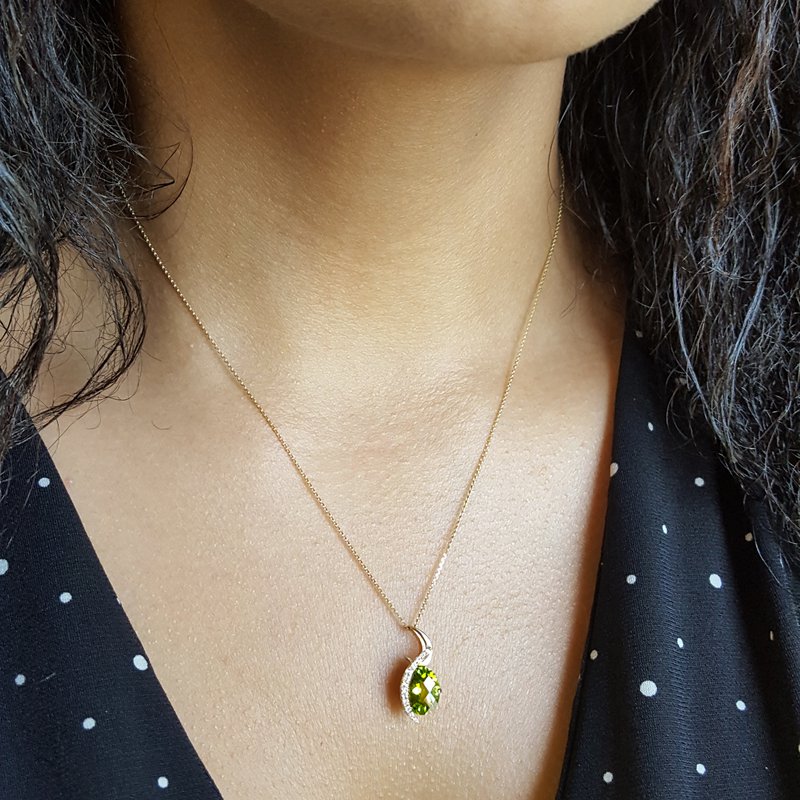 14KY Arizona Peridot Gold Jewelry Swirl Peridot Pendant