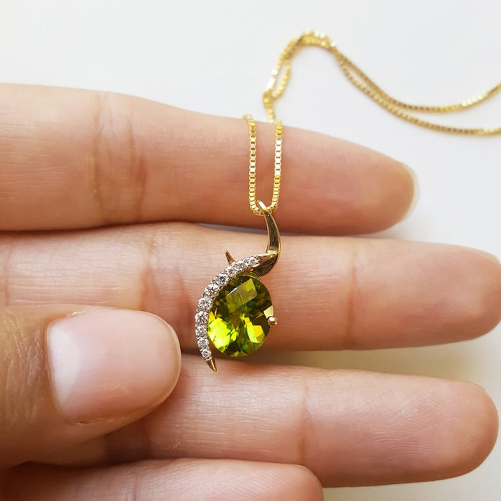 14KY Arizona Peridot Gold Jewelry Swirl Peridot Pendant