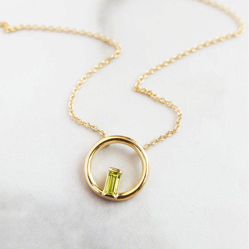 Arizona Peridot Gold Jewelry Negative Space Necklace 370586