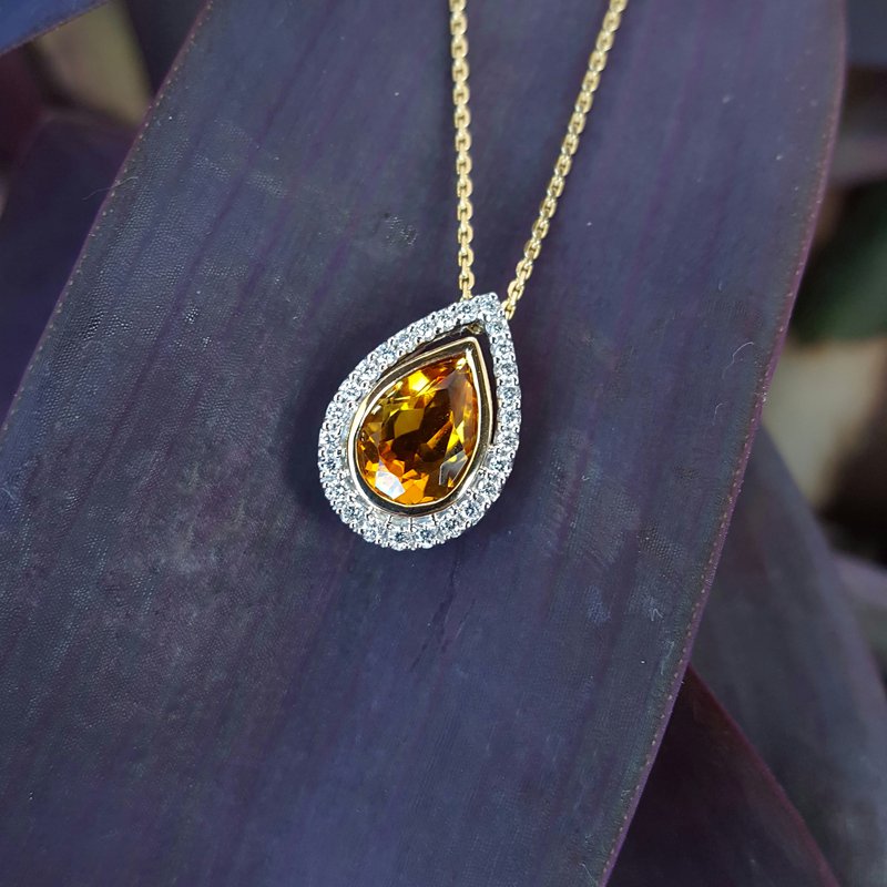  Sami Fine Jewelry Pear-Shaped Citrine Pendant 131500 - Sami Fine Jewelry