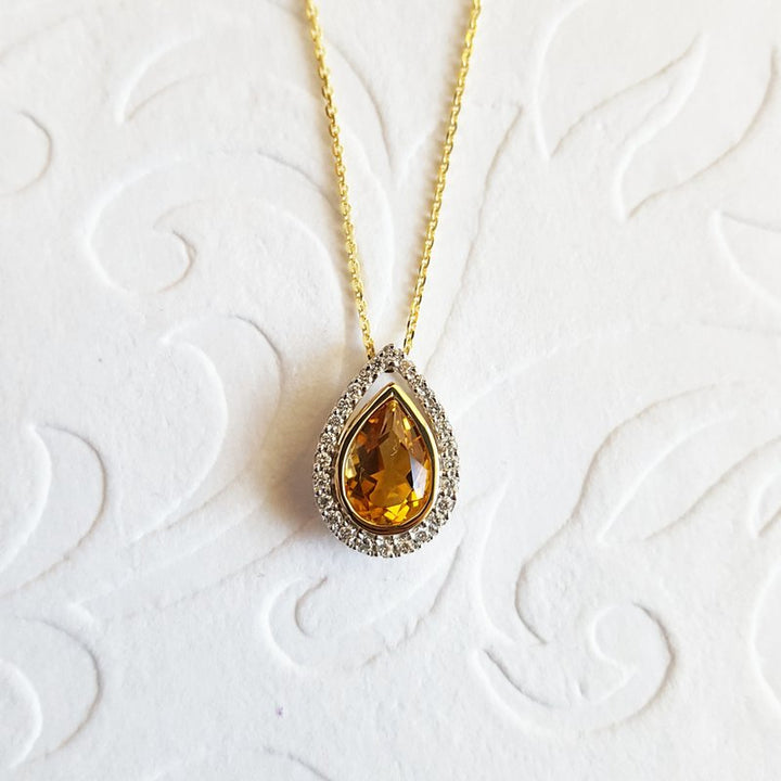 Sami Fine Jewelry Pear-Shaped Citrine Pendant