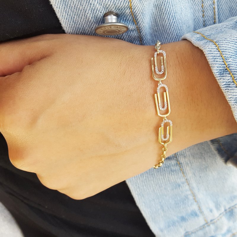 Gems One Paperclip Design Bracelet
