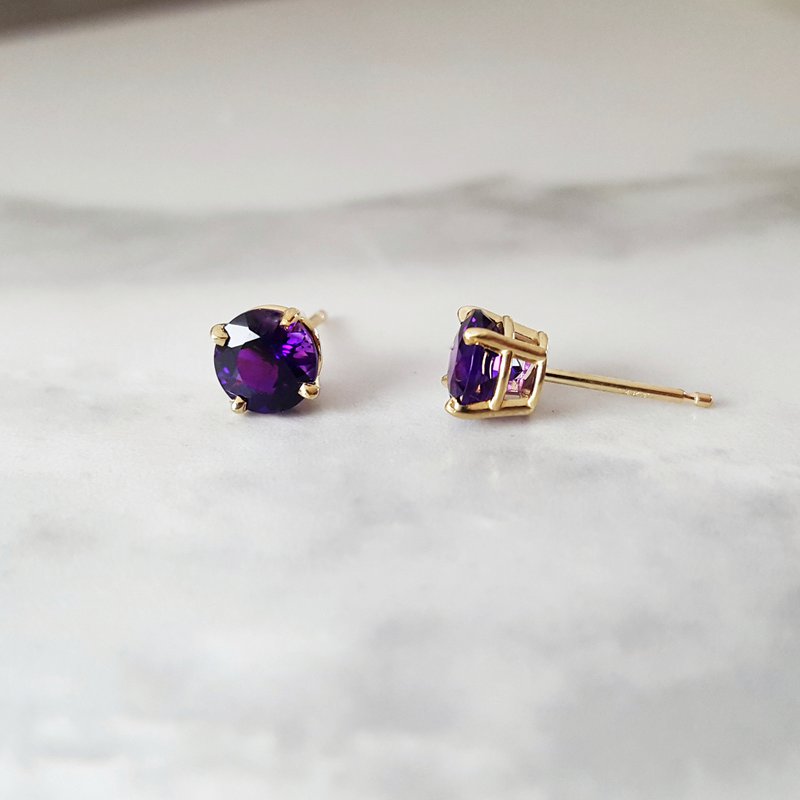  Arizona Amethyst Gold Jewelry Essential 2CT Round Studs 363384