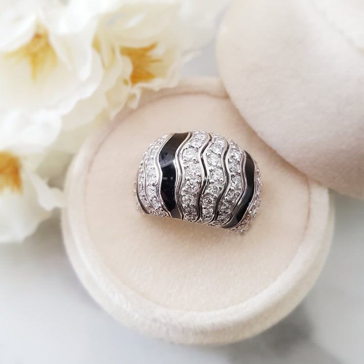Luxury by Rene Hernandez Black Wave Cocktail Ring 010566