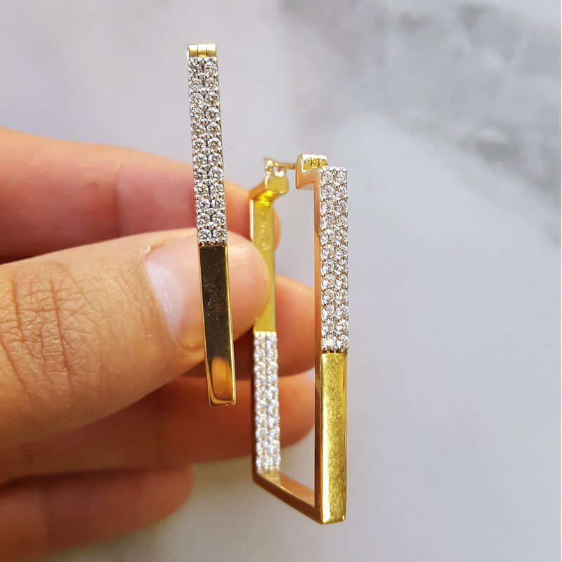 Sami Fine Jewelry Square Diamond Hoops 152060