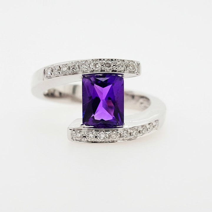 Arizona Amethyst Gold Jewelry Radiant Bypass Ring