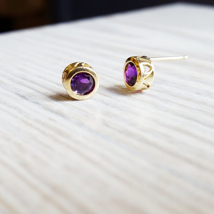 Arizona Amethyst Gold Jewelry Amethyst Bezel-Set Earrings