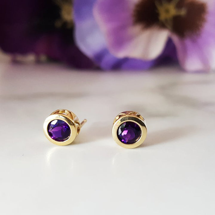 Arizona Amethyst Gold Jewelry Amethyst Bezel-Set Earrings