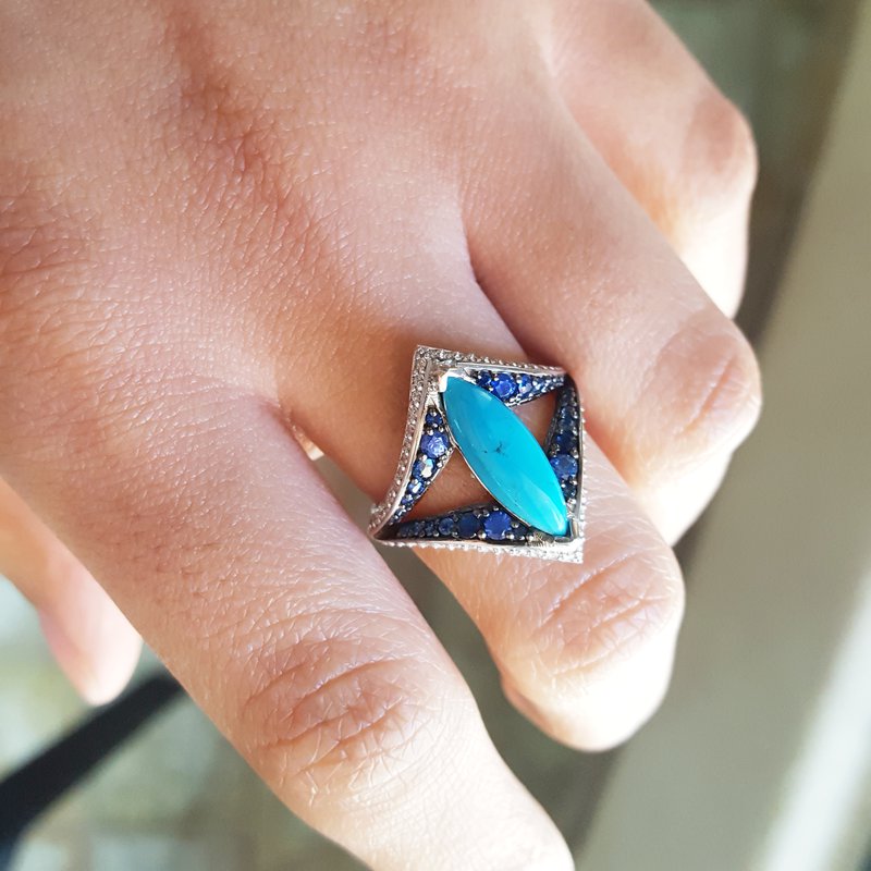 Luxury by Rene Hernandez Blue Dress Aurora Ring