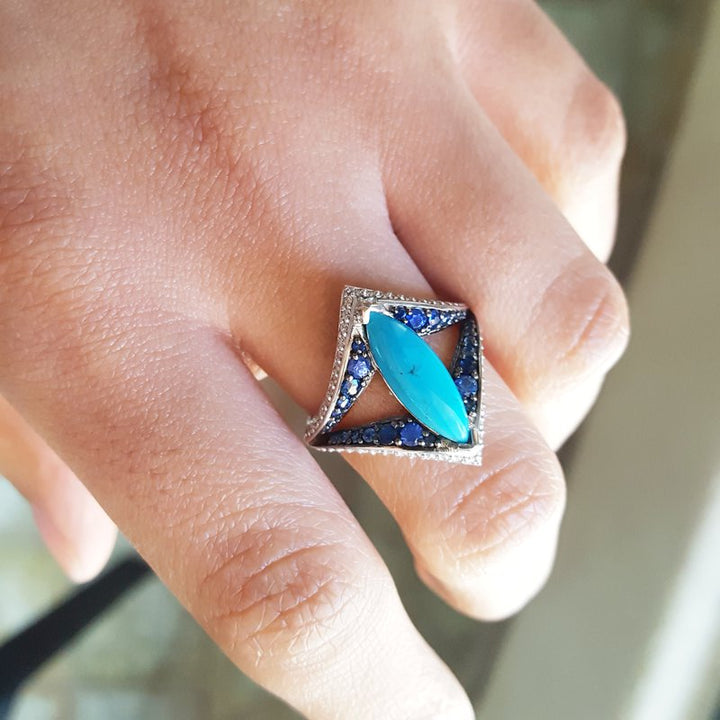Luxury by Rene Hernandez Blue Dress Aurora Ring